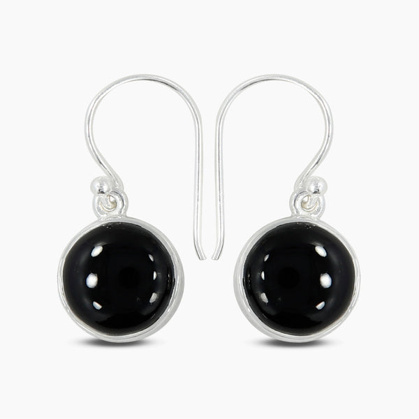 Black Onyx Silver Earrings