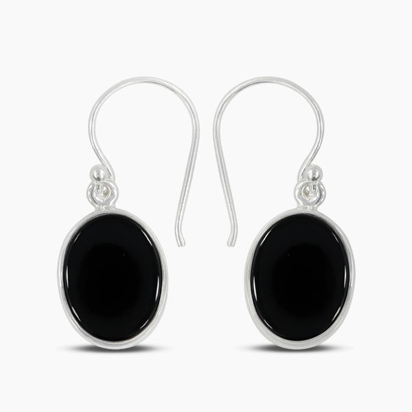 Black Onyx Silver Earrings