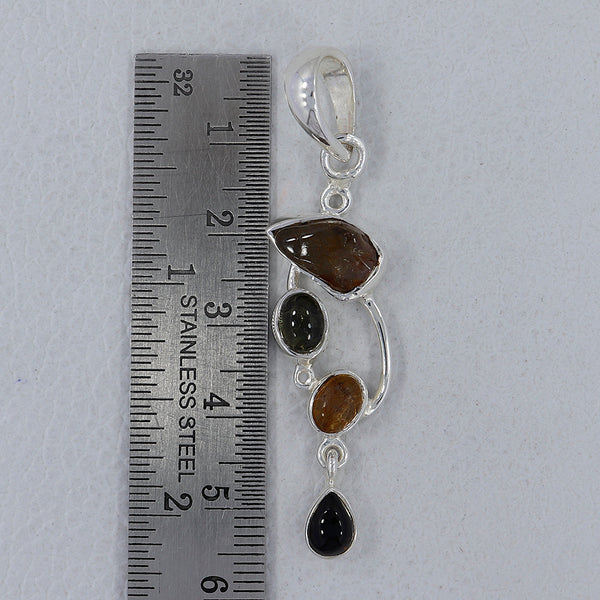 Multi Tourmaline Silver Pendant