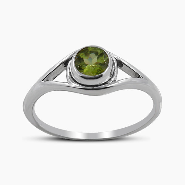 Natural Peridot Silver Rings