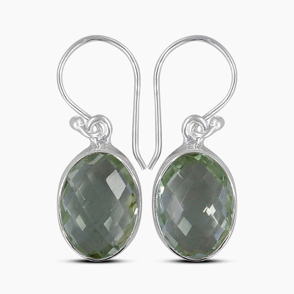 Green Amethyst Silver Earrings