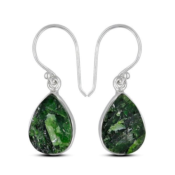 Chrome Diopside Silver Earrings