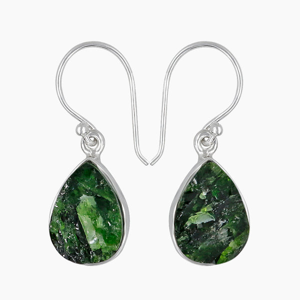 Chrome Diopside Silver Earrings