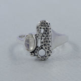 Rainbow Moonstone Sea Horse Designer Rings