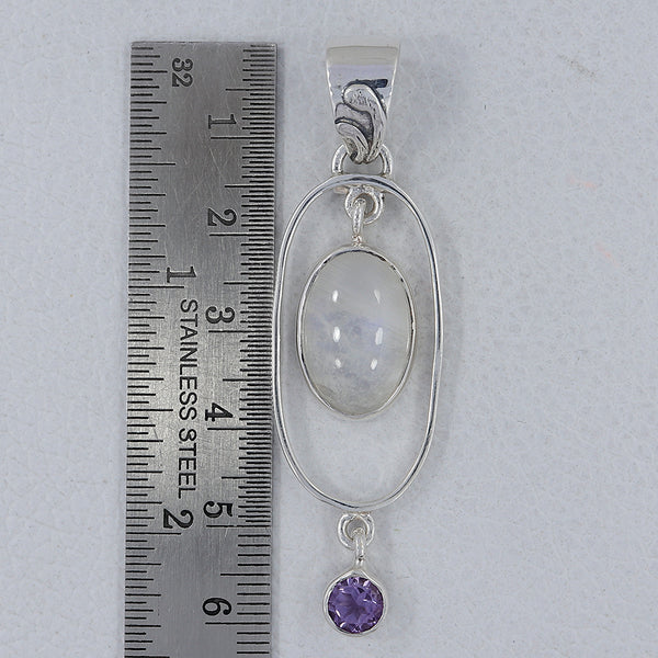 Rainbow Moonstone Silver Pendant