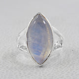 Natural Rainbow Moonstone Silver Rings