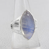 Natural Rainbow Moonstone Silver Rings