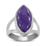 Natural Rainbow Moonstone Silver Rings