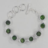 Raw Chrome Diopside Silver Bracelet