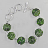 Raw Chrome Diopside Silver Bracelet