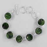 Raw Chrome Diopside Silver Bracelet