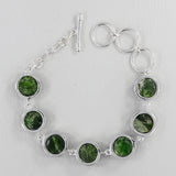 Raw Chrome Diopside Silver Bracelet