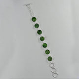 Raw Chrome Diopside Silver Bracelet
