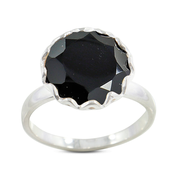Natural Black Onyx Silver Rings