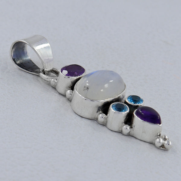 Rainbow Moonstone Silver Pendants