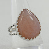 Peach Moonstone Gemstone Silver Ring