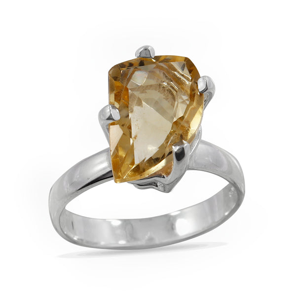 Natural Citrine Silver Ring