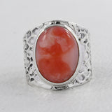 925 Silver Pink Opal Rings