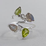 Labradorite & Peridot Silver Rings