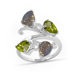 Labradorite & Peridot Silver Rings