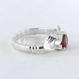 Garnet Heart Shape Silver Rings