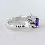 Garnet Heart Shape Silver Rings