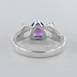 Garnet Heart Shape Silver Rings
