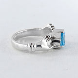 Garnet Heart Shape Silver Rings