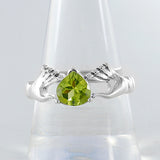 Garnet Heart Shape Silver Rings
