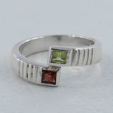 925 Sterling Silver Garnet & Citrine Ring