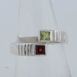 925 Sterling Silver Garnet & Citrine Ring