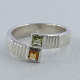 925 Sterling Silver Garnet & Citrine Ring
