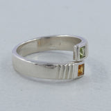 925 Sterling Silver Garnet & Citrine Ring