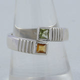 925 Sterling Silver Garnet & Citrine Ring