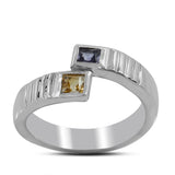 925 Sterling Silver Garnet & Citrine Ring