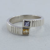 925 Sterling Silver Garnet & Citrine Ring