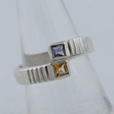 925 Sterling Silver Garnet & Citrine Ring