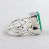 Natural Green Chrysoprase Silver Rings