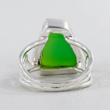 Natural Green Chrysoprase Silver Rings