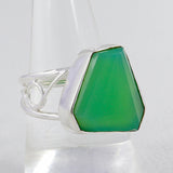 Natural Green Chrysoprase Silver Rings