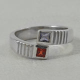 925 Sterling Silver Garnet & Citrine Ring
