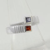 925 Sterling Silver Garnet & Citrine Ring