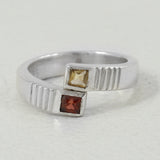 925 Sterling Silver Garnet & Citrine Ring