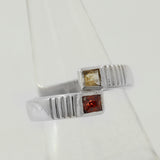 925 Sterling Silver Garnet & Citrine Ring