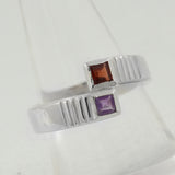 925 Sterling Silver Garnet & Citrine Ring