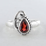 Natural Garnet Silver Rings