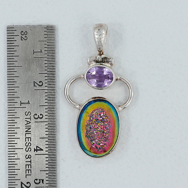 925 Silver Titanium Druzy Pendants