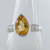 Natural Citrine Gemstone Silver Rings