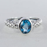 Natural Blue Topaz Silver Rings