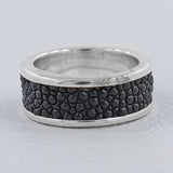 925 Silver Garnet Stingray Design Band Ring